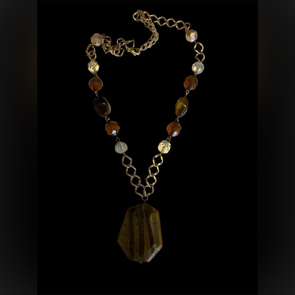 Elegant Tiger Eye Gold and Brown Beaded Necklace